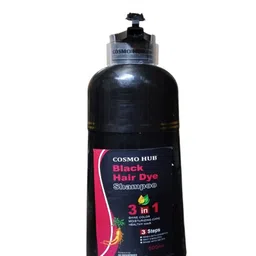 COSMO HUB 3 In 1 Shine Color Black Hair Dye Shampoo - 500 ml image 3