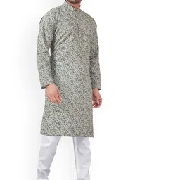 OUTLUK Men Floral Printed Regular Kurta with Pyjamas image 4