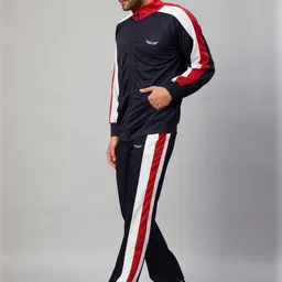 CHROME & CORAL Men Colourblocked Mock Collar Long Sleeve Tracksuit-picture-25