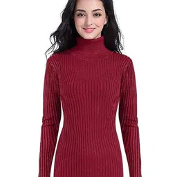 R RIDACHY Women Ribbed Turtle Neck Sweatshirt-image-1