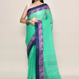 PUKU Woven Design Pure Cotton Taant Saree-image-61