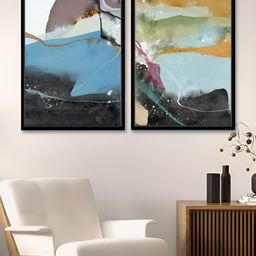 Myntra Elegant Homes Blue & Black 2 Pieces Canvas Abstract Color Splash Wall Art-picture-20