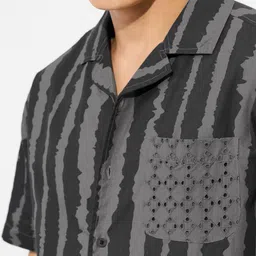 The Souled Store Men Cuban Collar Abstract Printed Cotton Casual Shirt image 3