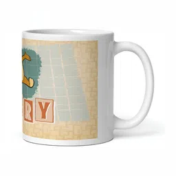 Mr UVD White & Yellow Cartoon Characters Printed Ceramic Glossy Mug 350 ml image 3