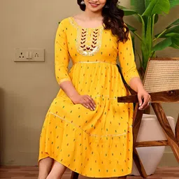 HERE&NOW Women Ethnic Motifs Printed Thread Work Kurta-picture-21