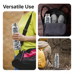 The Better Home Silver-Toned 3 Pieces Printed Stainless Steel Water Bottles- 1 L Each image 4