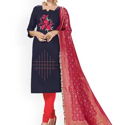 Maroosh Floral Embroidered Cotton Unstitched Dress Material-picture-14