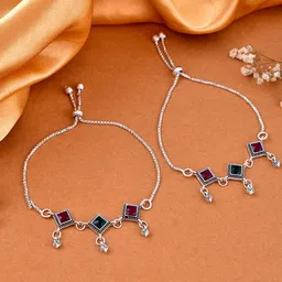 Silvermerc Designs Silver-Plated Stone-Studded Anklets-picture-41