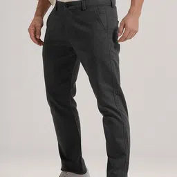 Basics Men Relaxed Tapered Fit Mid-Rise Cotton Formal Trousers image 1
