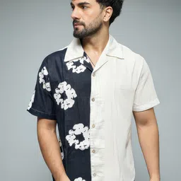 FUGAZEE Men Floral Printed Cuban Collar Casual Shirt-image-40
