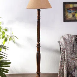 Devansh Brown & Beige Wooden Floor Lamp image 4