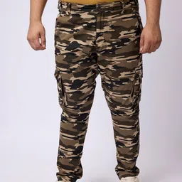 Big Hello - The Plus Life Men Camouflage Printed High-Rise Cargos Trousers-picture-16