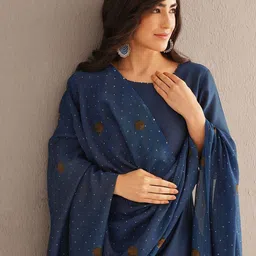 JAYPORE Polka Dots Printed Cotton Silk Dupatta-picture-12