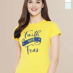 Metronaut Women Pack Of 3 Typography Printed Round Neck Cotton Donald Duck T-shirts-picture-18