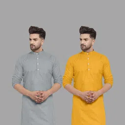 VS MALL Men Mustard Kurtas-image-54