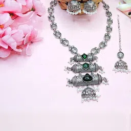 VATSALYA creation Silver-Plated Artificial Stones Alloy Jewellery Set image 1