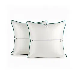 IZAAFA Cream-Coloured & Green Set of 2 Embroidered Square Cushion Covers image 3