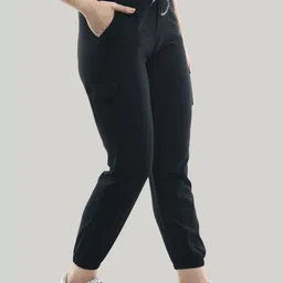 Brainbees Women Smart Slim Fit Easy Wash Cargos Trousers image 5