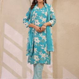 Anouk Rustic Women Floral Printed Regular Pure Cotton Kurta with Trousers & Dupatta-picture-45