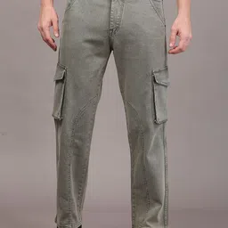 COY Men Comfort Straight Fit Low-Rise Stretchable Cotton Cargo Jeans-image-0