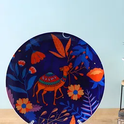 PENTADECO Navy Blue & Red Printed Ceramic Wall Plates image 2