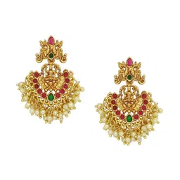 FEMMIBELLA Gold-Plated Stone-Studded & Beaded Jewellery Set image 3