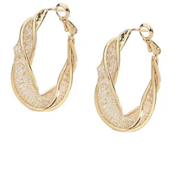 PolluxCraft Gold-Plated Artificial Stones Studded Contemporary Korean Hoop Earrings-picture-49