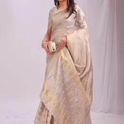 ALAGINI Ethnic Motifs Woven Design Zari Organza Saree image 5