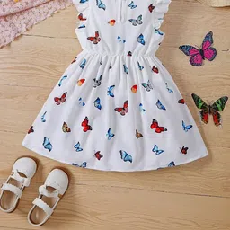 YK Print Flutter Sleeve Fit & Flare Dress image 3