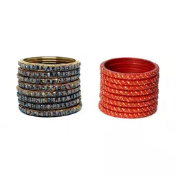 Only Offers Set Of 2 Multi Glass Artificial Stones & Beads Bangle-picture-28