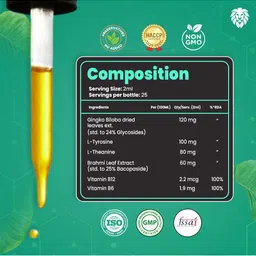 Healeo Nutrition Brain Fuel Drops With Ginkgo, Brahmi & L-Theanine - 50 ml image 5