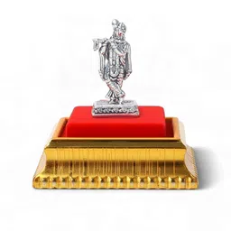 AKSHAT SAPPHIRE Silver-Toned Lord Krishna 99.9% Pure Silver Home Office Showpiece 7.5Inch-picture-23