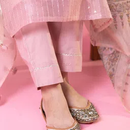 kalini Women Striped Kurta with Trousers & Dupatta image 3