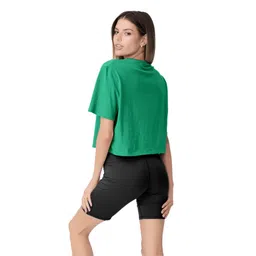 NOTWILD Women Solid Round Neck Cotton Boxy T-shirt image 2