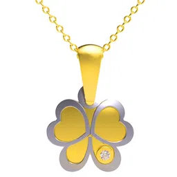 WHP JEWELLERS Dual-Tone Bloom 18 KT Yellow Gold Pendant For Women. image 3