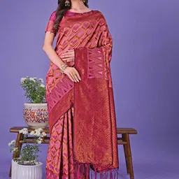 HERE&NOW Woven Design Zari Silk Blend Handloom Saree-picture-32