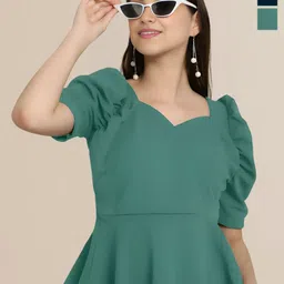 Mast & Harbour Women Pack Of 2 Puff Sleeve Peplum Top-picture-15