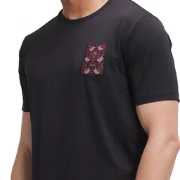 RARE RABBIT Men Solid Round Neck Cotton T-shirt image 5