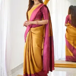 bigben textile Woven Design Zari Silk Blend Banarasi Saree image 2