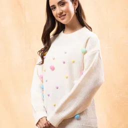 all about you Self Design Long Sleeves Woollen Pullover Sweater image 3