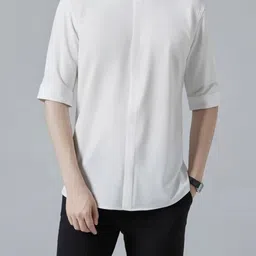 StyleCast Men Solid Mandarin Collar Short Sleeves Casual Shirt-picture-14