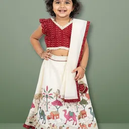 EARTHY TWEENS Girls Printed Ready to Wear Lehenga & Blouse With Dupatta-picture-28