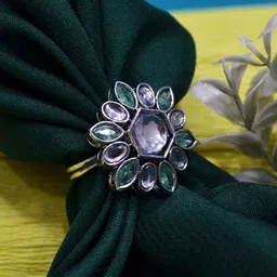 SALONI FASHION JEWELLERY Women Silver-Plated Alloy Kundan Finger Ring-picture-34