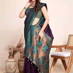 Moda Rapido Ethnic Motifs Zari Silk Blend Banarasi Saree image 3