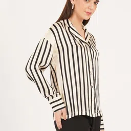 IX IMPRESSION Striped Satin Shirt Style Top image 3