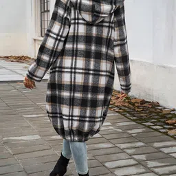 StyleCast x Revolte Women Checked Longline Tailored Jacket image 4