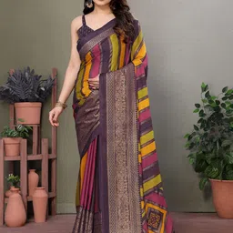 CATCHY FOREVER Striped Silk Blend Saree-image-11