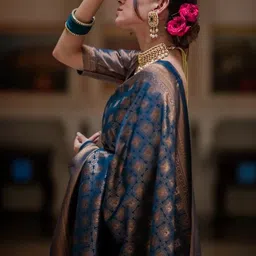 CaniBani Woven Design Zari Silk Blend Banarasi Saree image 2