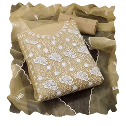 HERE&NOW Embroidered Organza Unstitched Dress Material-picture-40