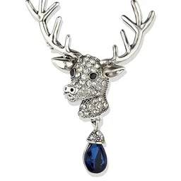 VOICI Silver-Toned Deer Head Studded Brooch-picture-17